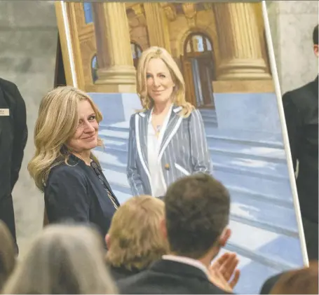  ?? GREG SOUTHAM ?? Opposition leader and former Alberta premier Rachel Notley attends the unveiling of her portrait in the legislatur­e rotunda Thursday.