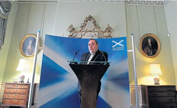  ?? Picture: PA. ?? Former first minister Alex Salmond is accused of climbing on top of a female government official in Bute House and fondling her.