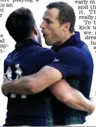  ??  ?? Try and mighty: Tim Visser (right) salutes Sean Maitland’s try