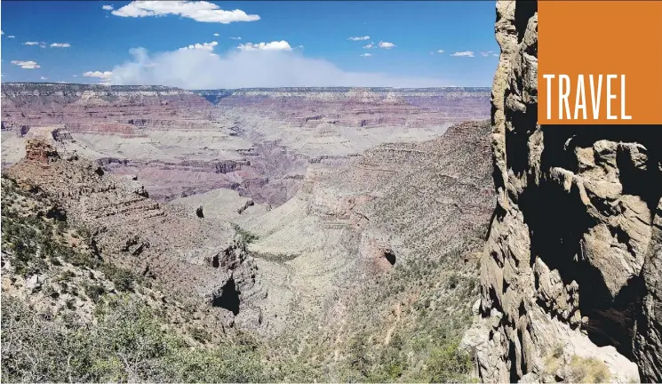  ?? PHOTOS: DINA MISHEV/FOR THE WASHINGTON POST ?? The Bright Angel Trail is one of two main routes from the Grand Canyon’s South Rim down to the Colorado River, about 1,375 metres below.