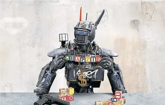  ??  ?? En cartel.
Chappie Cuenta la historia de un robot chatarra a punto de pasar a retiro al que su creador le inocula un software de humanidad.