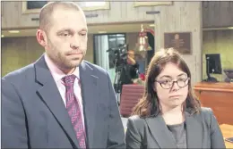  ?? DAVID MAHER/THE TELEGRAM ?? Coun. Ian Froude and Coun. Maggie Burton speak to reporters in council chambers at St. John’s City Hall after Monday’s public meeting.