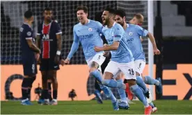  ??  ?? ▲ Manchester City are defending a 2-1 first leg lead over Paris Saint-Germain in their Champions League semi-final. Photograph: Anne-Christine Poujoulat/AFP/Getty Images