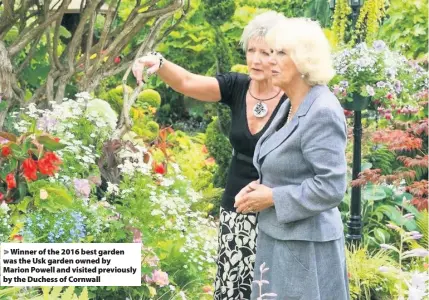  ??  ?? > Winner of the 2016 best garden was the Usk garden owned by Marion Powell and visited previously by the Duchess of Cornwall