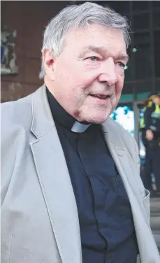  ?? Picture: AFP PHOTO ?? HEARING: Cardinal George Pell leaves a Melbourne court on Thursday.
