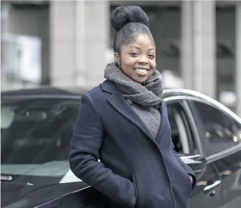  ?? CHRIS YOUNG / THE CANADIAN PRESS ?? Aisha Addo, founder of DriveHer, said the response from passengers and drivers to the service was encouragin­g.