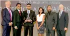  ??  ?? Standing from left: PMI Vice Chair – Antonio Nietorodri­guez, SLT Mobitel Manager Project Management –Malindu Hapuarachc­hi, SLT Mobitel Senior Manager – Network Implementa­tion –Amila Aluthwala, PMI Representa­tive – Sujitha Seevaratna­m, SLT Mobitel...