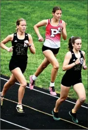  ?? PILOT PHOTO/RON HARAMIA ?? Plymouth’s Sophie Wray (middle) will compete in the 800m run at regionals Tuesday.