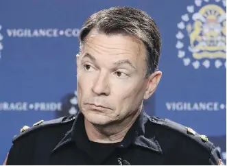  ?? KERIANNE SPROULE ?? Inspector Cliff O’Brien of the Calgary Police Service urged people to report suspicious behaviour because, “This isn’t just a law-enforcemen­t issue. This is a community issue.”