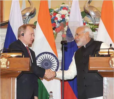  ??  ?? Prime Minister Narendra Modi and the President of the Russian Federation, Vladimir Putin at the joint press conference
in New Delhi on December 11, 2014