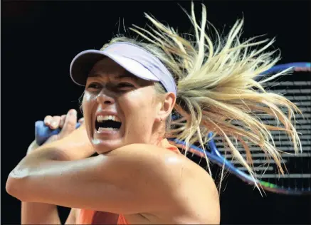  ?? PICTURE: DPA VIA AP ?? RETURNEE: Maria Sharapova showed no signs of her 15-month doping ban from tennis as she cruised into the semi-finals of the Stuttgart Grand Prix with a 6-3 6-4 win over Estonian Anett Kontaveit yesterday.