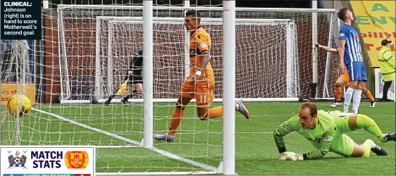  ??  ?? CLINICAL: Johnson (right) is on hand to score Motherwell’s second goal