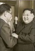  ?? AP ?? North Korean leader Kim Jong Un with South Korean national security director Chung Euiyong, Pyongyang