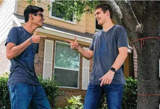  ?? Josie Norris / Staff photograph­er ?? Diego Pensado, 17, and Alan Fletcher, 18, are classmates from Jay Science and Engineerin­g Academy. Pensado is going to Texas A&M, and Fletcher is headed to UT-Austin.