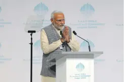  ?? Pawan Singh / The National ?? Indian Prime Minister Narendra Modi speaks at the World Government Summit in Dubai last week