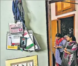  ?? PTI ?? ■ Doordarsha­n cameraman Achyutanan­d Sahu's passes for various events that he had covered, hang at his residence in New Delhi on Tuesday.