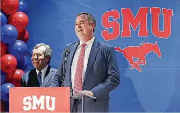 ?? [AP PHOTO] ?? Sonny Dykes was introduced as the new head coach at SMU on Tuesday. Dykes will replace Chad Morris, who left SMU last week to become the new head coach at Arkansas.
