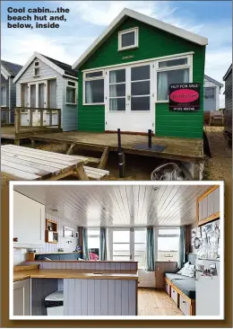  ?? Picture: DENISON’S/BNPS ?? Cool cabin...the beach hut and, below, inside