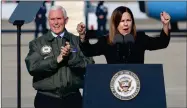  ?? THE SENTINE BY GARY FEINSTEIN ?? Second Lady Karen Pence introduces husband, Vice President Mike Pence, at Naval Air Station Lemoore Saturday afternoon.