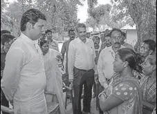  ?? PTI ?? Tripura chief minister Biplab Kumar Deb speaks with villagers in Sonamura on Tuesday.