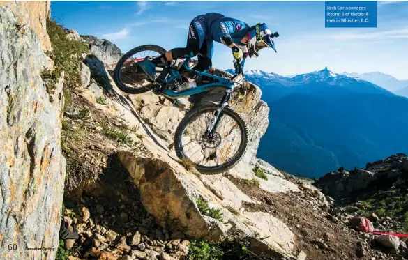  ??  ?? Josh Carlson races Round 6 of the 2016 ews in Whistler, B.C.