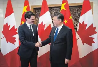  ?? SEAN KILPATRICK THE CANADIAN PRESS ?? Prime Minister Justin Trudeau meets Chinese President Xi Jinping at the Diaoyutai State Guesthouse in Beijing, China, in December.