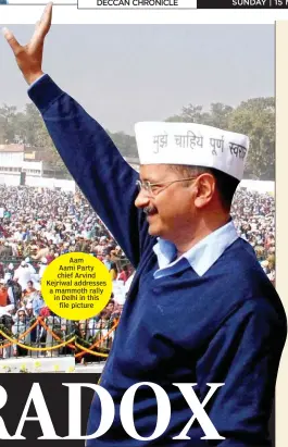  ??  ?? Aam Aami Party chief Arvind Kejriwal addresses a mammoth rally in Delhi in this
file picture