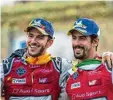  ?? Foto: Lienert ?? Daniel Abt aus Kempten (links) und Teamkolleg­e Lucas di Grassi gewannen das Rennen in Berlin.