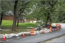  ?? RICK KAUFFMAN — DIGITAL FIRST MEDIA ?? Mariner East 2 pipeline work has created a mess along Chester Creek Road in Brookhaven, which has residents clamoring to local officials in efforts to halt the constructi­on of the pipeline.