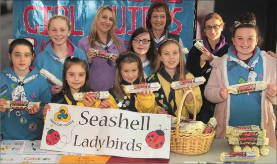  ??  ?? Seashell Girl Guides got into the business of selling cookies at Gorey Shopping Centre recently.