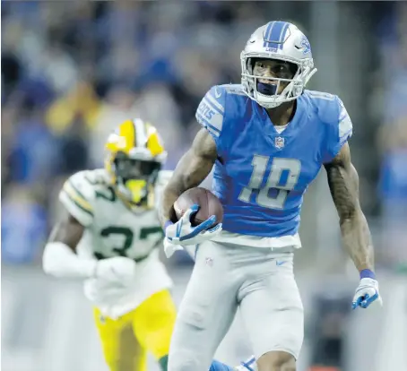  ?? LEON HALIP/GETTY IMAGES ?? Drafted in the third round in 2017, emerging Lions receiver Kenny Golladay has 27 catches for 428 yards this season.