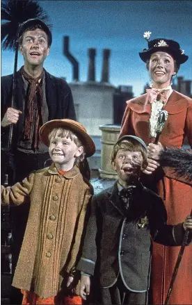  ??  ?? ‘A NANNY’S SHAME’: Julie Andrews as Mary Poppins and Dick Van Dyke as Bert get covered in soot for the much-loved scene in the 1964 Disney classic