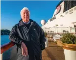  ??  ?? Opposite page: Torstein Hagen observes the constructi­on of a Viking Longship. Below: Aboard Viking Star, the company’s first ocean ship