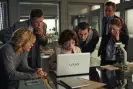  ?? Photograph: Robert Viglasky/BBC ?? (From left) Emilia Fox, Sean Gilder, Carr, David Caves, Richard Lintern and Zoe Telford in Silent Witness.