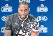  ?? AFP ?? The Clippers’ Kawhi Leonard addresses a recent press conference in Los Angeles.