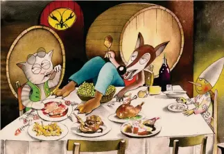  ??  ?? All’Osteria del Gambero rossoIl Gatto, La Volpe e Pinocchio interpreta­ti da Marcello Jori