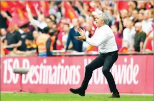  ?? AFP ?? Manchester United manager Jose Mourinho shouts from the touchline just before the final whistle in their English FA Cup semifinal with Tottenham Hotspur on Saturday.