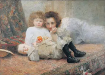  ?? VLASNIŠTVO MODERNE GALERIJE ?? Bukovčeva obitelj na njegovu radu “Moje gnijezdo” iz 1897.