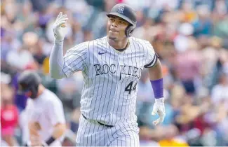  ?? FE ?? Elehuris Montero pegó su primer cuadrangul­ar de la temporada con los Rockies.