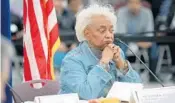  ?? MIKE STOCKER/SUN SENTINEL ?? Broward County Supervisor of Elections Dr. Brenda Snipes tries to explain to the canvassing board the discrepanc­y in vote counts during the hand count Saturday.