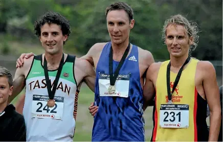  ??  ?? Julian Matthews (left), Nick Willis (centre) and Hamish Carson will compete in the 1500m at the Rio Olympics.
