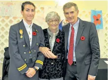  ?? SPECIAL TO THE EXAMINER ?? Norwood’s Johnston family Ellie, Doris and Ken received a 60 years of service pin from the Norwood Legion for their grandfathe­r, husband and father Don Johnston who passed away only days before the legions annual awards ceremony. Ken and his daughter...