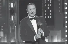  ??  ?? Host Kevin Spacey brought along his bag of impression­s, including Johnny Carson and Bill Clinton.
