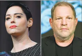  ?? Paul Sancya Associated Press Richard Shotwell Invision ?? ROSE MCGOWAN’S lawsuit against Harvey Weinstein focuses on the run-up to the release of her memoir, in which the actress says Weinstein raped her in 1997.