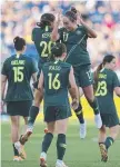  ??  ?? The Matildas celebrate a goal.