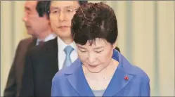  ?? Reuters ?? Park Geun-hye at the Presidenti­al Blue House in Seoul on Friday.