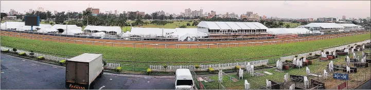  ?? PICTURE: LEON LESTRADE ?? It is all quiet now, but come Saturday the roar of fans will echo across Greyville Racecourse as they cheer on their favourites in Africa’s greatest horse race, the Vodacom Durban July.