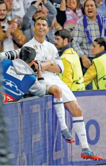  ?? EPA ?? Real Madrid’s Cristiano Ronaldo celebrates a goal against Atletico Madrid last week.