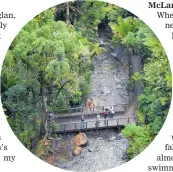  ?? ?? Main: Kitekite Falls in Piha, West Auckland; top: The Rere Rock Slide, Gisborne; above: Bridal Veil Falls, in the Waikato. Photos / Shiva Prasad; Supplied