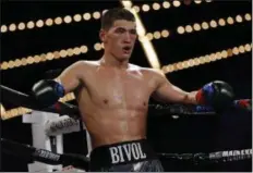  ?? ADAM HUNGER - THE ASSOCIATED PRESS ?? FILE - In this Saturday, March 3, 2018 file photo, Dmitry Bivol, of Russia, looks on against Sullivan Barrera, of Cuba, during their WBA light heavyweigh­t title boxing match in New York.